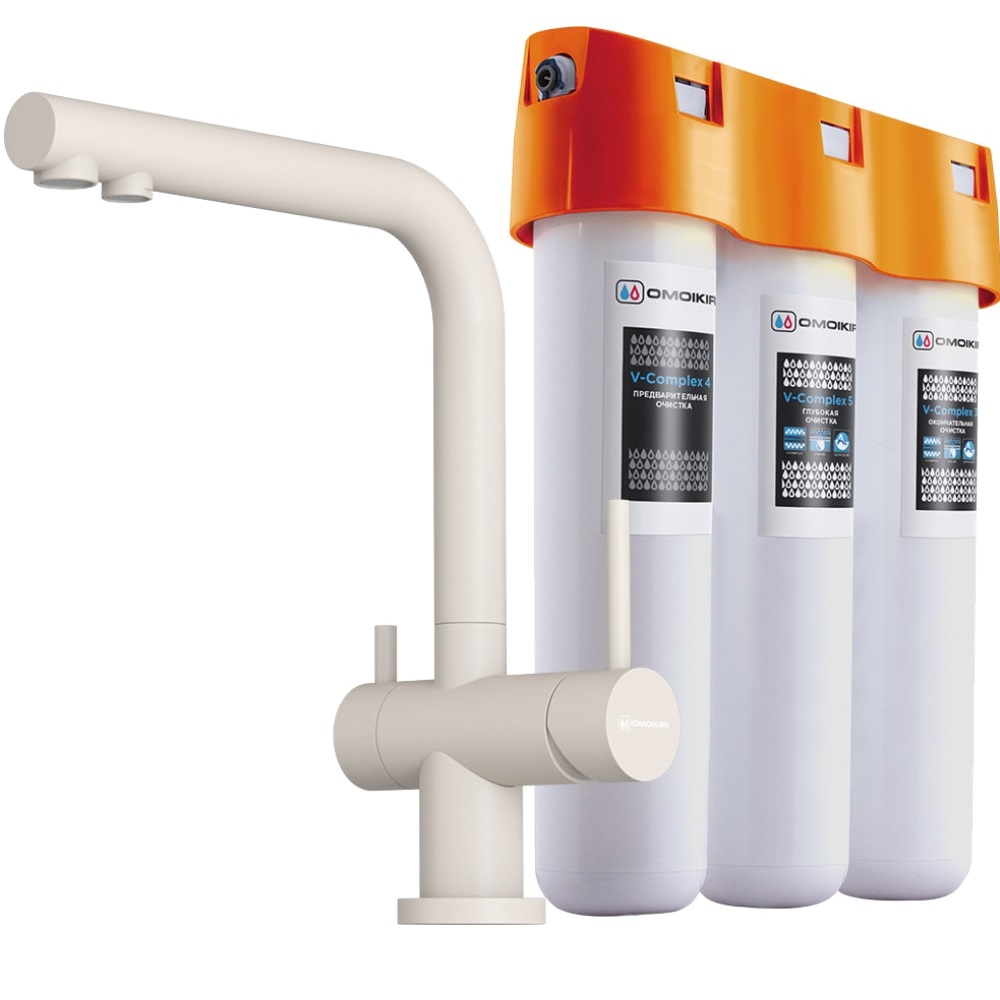 Смеситель для кухни Omoikiri Nagano P + Pure Drop Lite с фильтром Пастила 4216.8028P