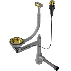 Арматура для одночашевых моек Omoikiri WK-1 с клапаном-автомат Золото светлое 4956469